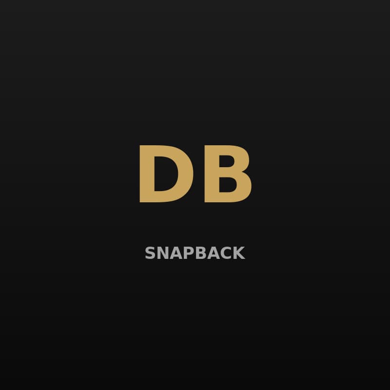 Matte black snapback cap with a brushed-gold DB monogram